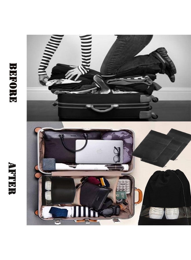 YMCCOOL 12pcs Transparent Shoe Bags for Travel 11.8in X 15.7in Protable Clear shoe bags for storage with rope,large drawstring bags for travel Men and Women, Black, 32*44cm, Shoe Bag - Image 5