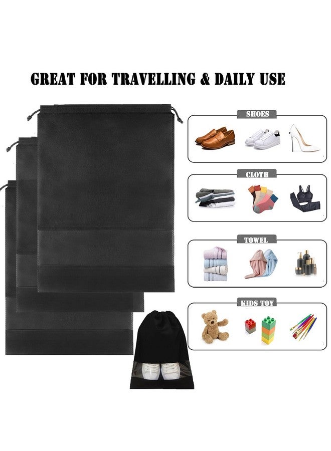 YMCCOOL 12pcs Transparent Shoe Bags for Travel 11.8in X 15.7in Protable Clear shoe bags for storage with rope,large drawstring bags for travel Men and Women, Black, 32*44cm, Shoe Bag - Image 4