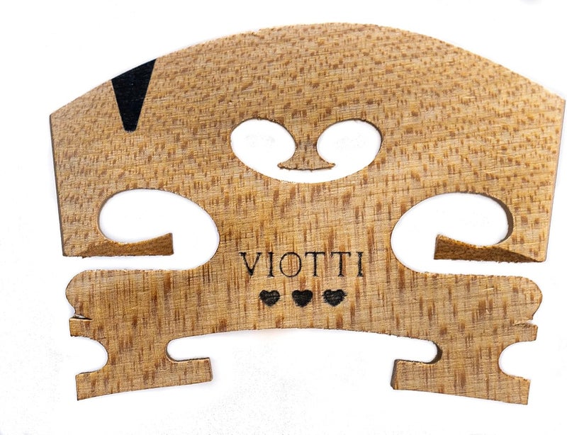 Viotti Violin Bridge 4/4: Finer Grade Solid Maple Violin Bridge, Pre-Cut & Pre-Fitted to Fit Most 4/4 Violins, Crafted by Highly Skilled Experts for Sharper Sound, Volume, Beauty & Clarity - Image 1