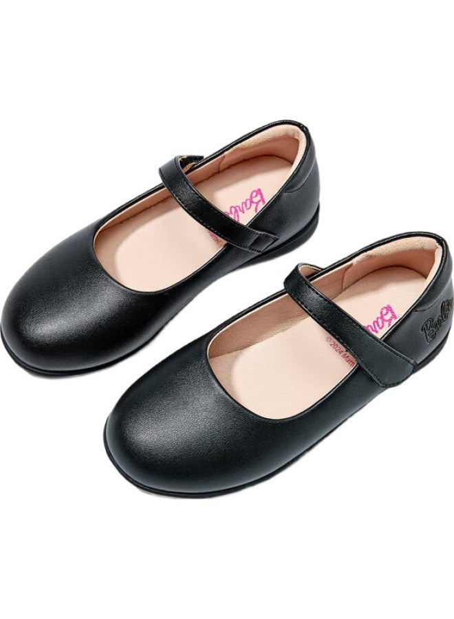 Barbie Children'S Shoes, Girls' Spring And Autumn Single-Lined Black Leather Shoes, Student Campus Classic Performance Leather Shoes Da6563, Black, Size 36 - Image 3