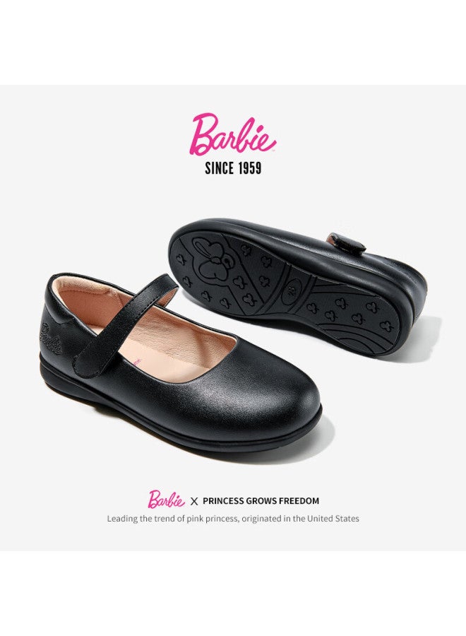 Barbie Babi Children's Shoes, Girls' Spring And Autumn Single-lined Black Leather Shoes, Student Campus Classic Performance Leather Shoes Da6563, Black, Size 36 - Image 2