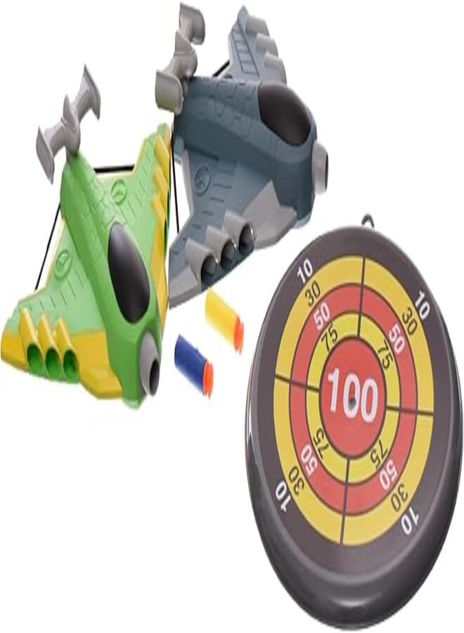 accessories shop Plastic Two Shooting Gun Plane Design With Soft Bullet Blaster And Dart Port Add More Funny For Children Set Of 7 Pieces - Multi Color