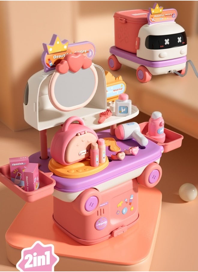 Toyzey - 2 in 1 Pretend Play Car Toy Set Children Makeup Game Toy with 2 Forms Can be Freely Transformed - Image 1