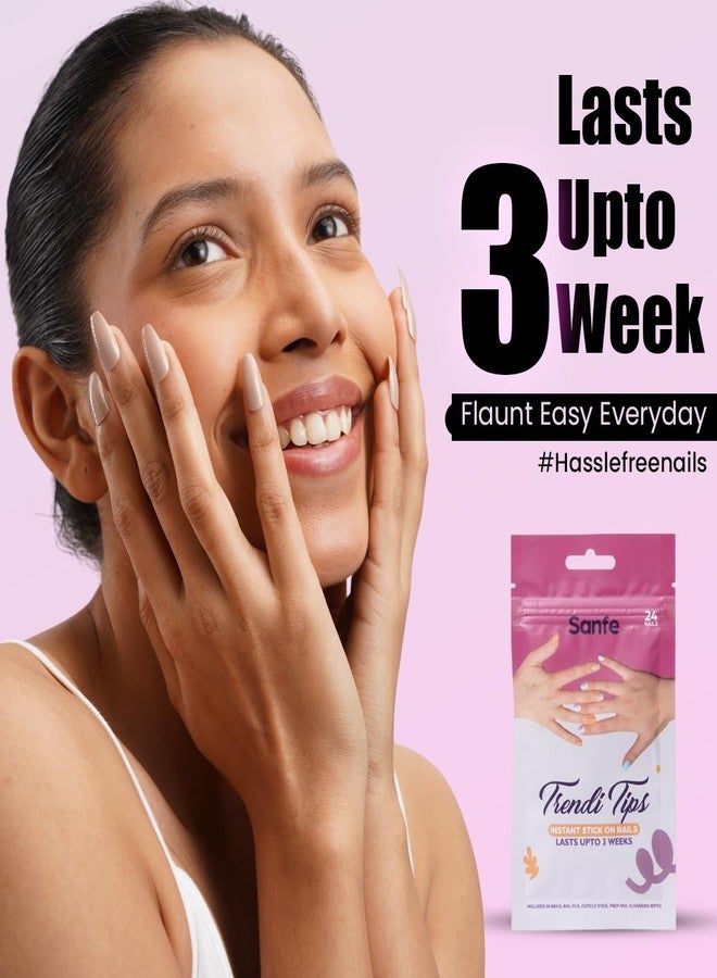 سانفي أظافر سانفي اللاصقة الفورية - لون قهوة كلاسيكي | مجموعة من 24 ظفر صناعي قابل لإعادة الاستخدام | سريعة، خفيفة الوزن، مظهر صالونات التجميل، تدوم حتى 3 أسابيع | مثالية للمهرجانات والمناسبات الخاصة - Image 4