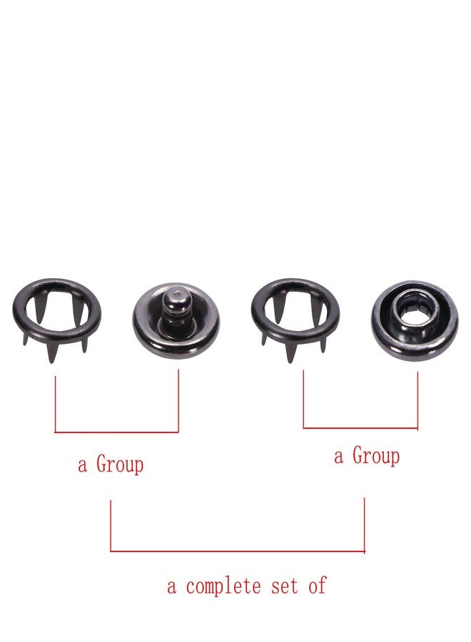 ONLYKXY 50 Sets 9.5mm Snap Buttons, Metal Ring Snaps, Snap Fasteners Kit, Hollow Prong Buckle (Black) - Image 4