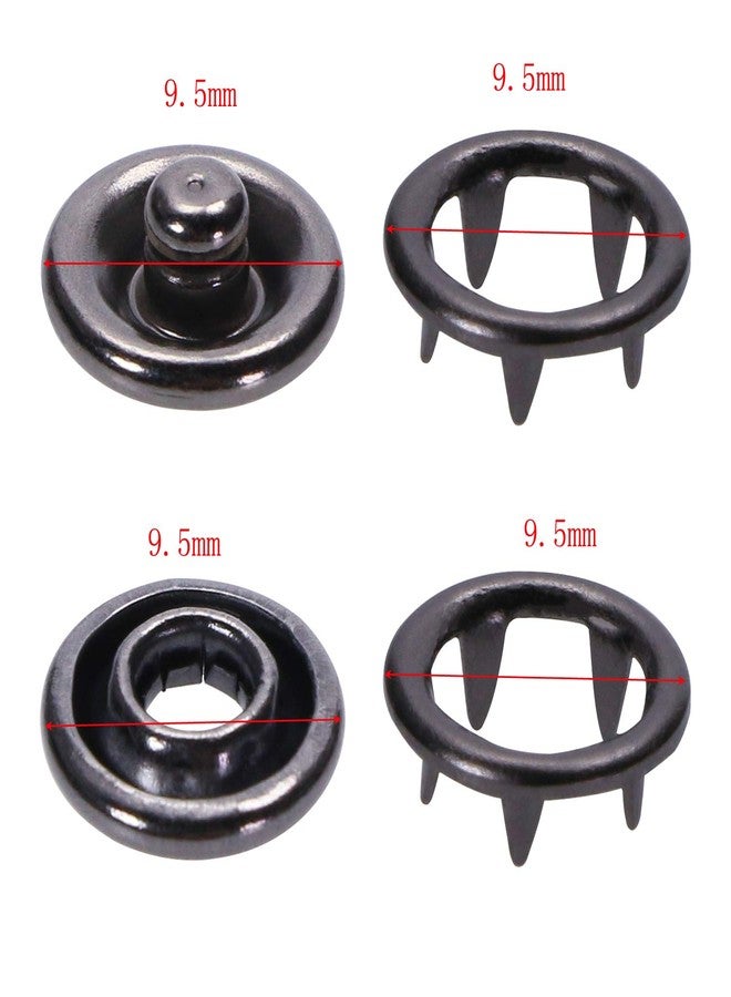 ONLYKXY 50 Sets 9.5mm Snap Buttons, Metal Ring Snaps, Snap Fasteners Kit, Hollow Prong Buckle (Black) - Image 2