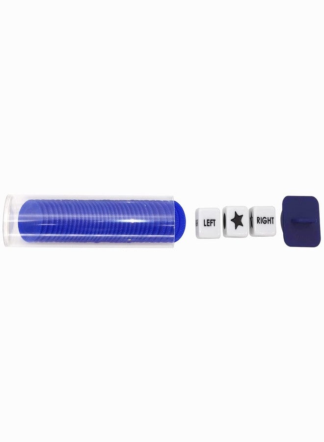 Ahoper Left Right Center Dice Game Prime Set Bundle with 3 Dices + 36 Chips. Round Tube Storage is Very Convenient for Travel. Easy to Store, Carry Around. (Blue) - Image 3