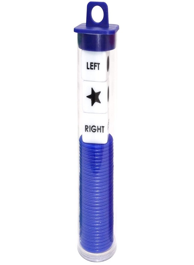 Ahoper Left Right Center Dice Game Prime Set Bundle with 3 Dices + 36 Chips. Round Tube Storage is Very Convenient for Travel. Easy to Store, Carry Around. (Blue) - Image 1