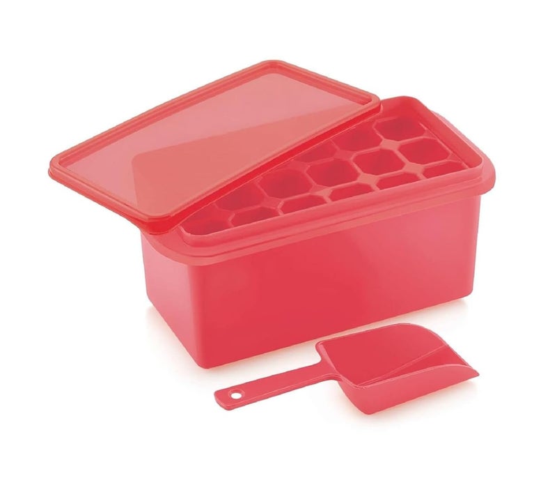 Tekzie Ice Tray with Lid, Container & Scoop, 18 Pcs Ice Cube Moulds (Any One Color Will Be Sent You as Per Availability) - Image 1