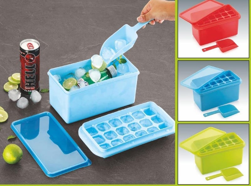 Tekzie Ice Tray with Lid, Container & Scoop, 18 Pcs Ice Cube Moulds (Any One Color Will Be Sent You as Per Availability) - Image 4
