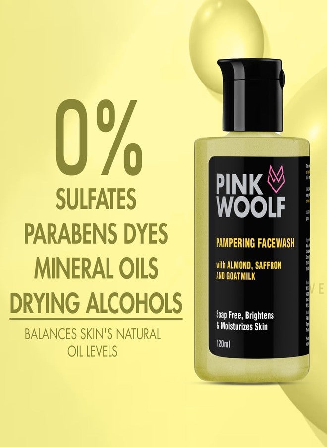 Pink Woolf Pampering Facewash With Almond, Saffron And Goatmilk | Refreshing Cleanser Suitable for All Skin Types - 120ml (Pack Of 1) - Image 5