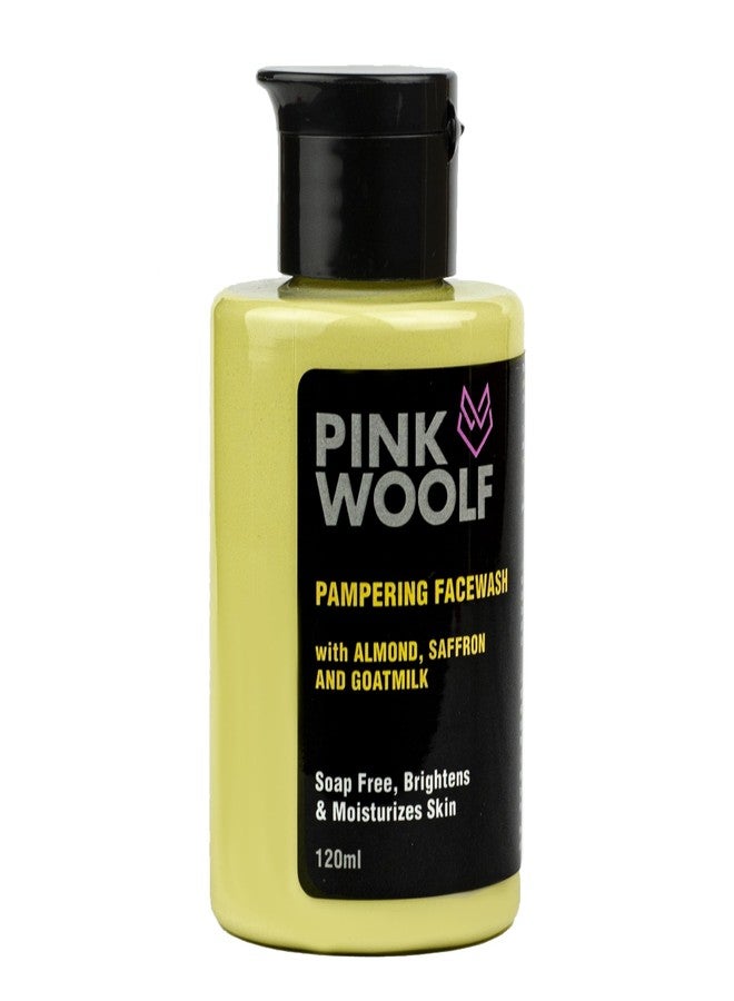 Pink Woolf Pampering Facewash With Almond, Saffron And Goatmilk | Refreshing Cleanser Suitable for All Skin Types - 120ml (Pack Of 1) - Image 1