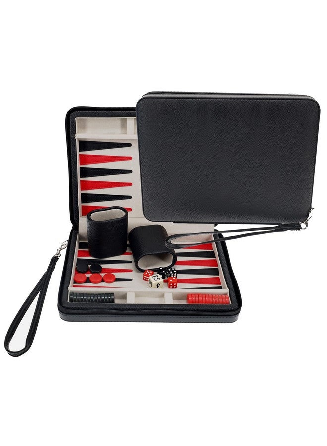 WE Games Magnetic Premium Backgammon Board Game Set, Black Travel Sized Backgammon Game, Classic Strategy Game for Families, Includes Carrying Leatherette Case Magnetic Chips, Durable Design - Image 1