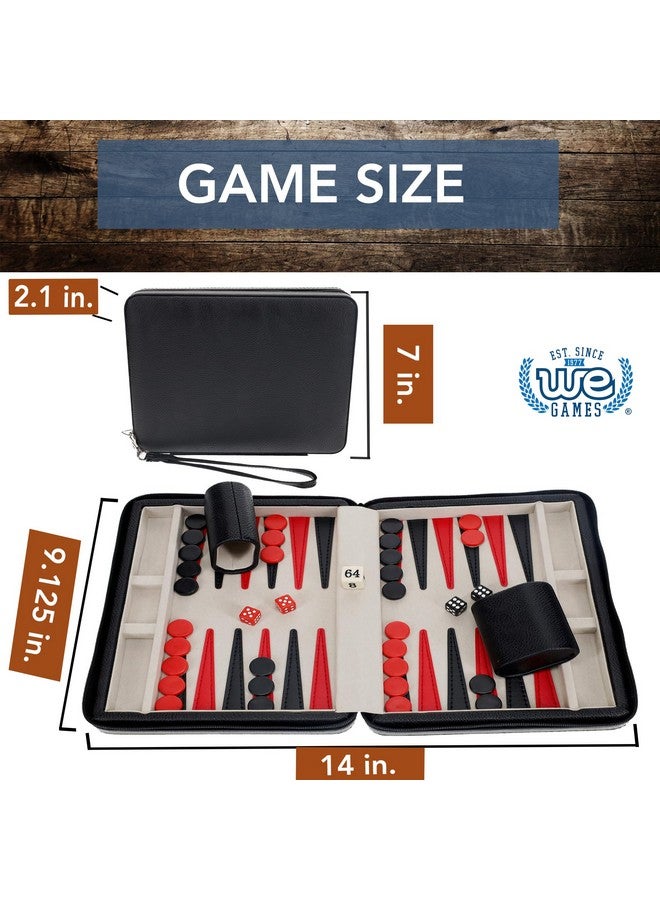 WE Games Magnetic Premium Backgammon Board Game Set, Black Travel Sized Backgammon Game, Classic Strategy Game for Families, Includes Carrying Leatherette Case Magnetic Chips, Durable Design - Image 4