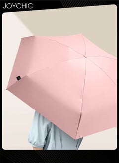 Joychic Women Mini Sunscreen Anti-ultraviolet Capsule Dual-use Umbrella for Sunny and Rainy days Folding Umbrella Pink  - Image 3