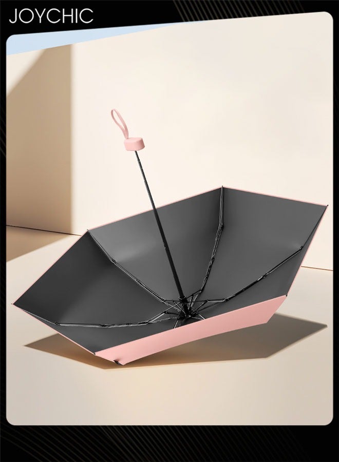 Joychic Women Mini Sunscreen Anti-ultraviolet Capsule Dual-use Umbrella for Sunny and Rainy days Folding Umbrella Pink  - Image 4