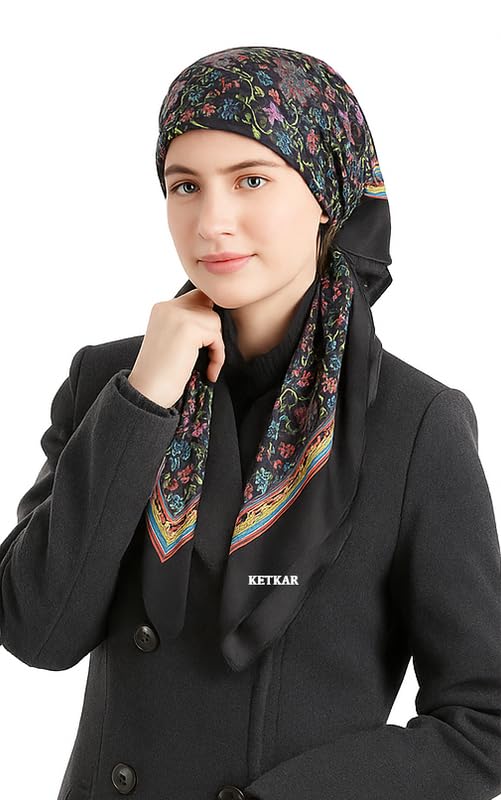 KETKAR Women’s Winter Woolen Fashion Scarves | Lightweight Floral Print Shawl & Wrap | Stylish Warm Muffler | Pack of 2_Black|Maroon - Image 4