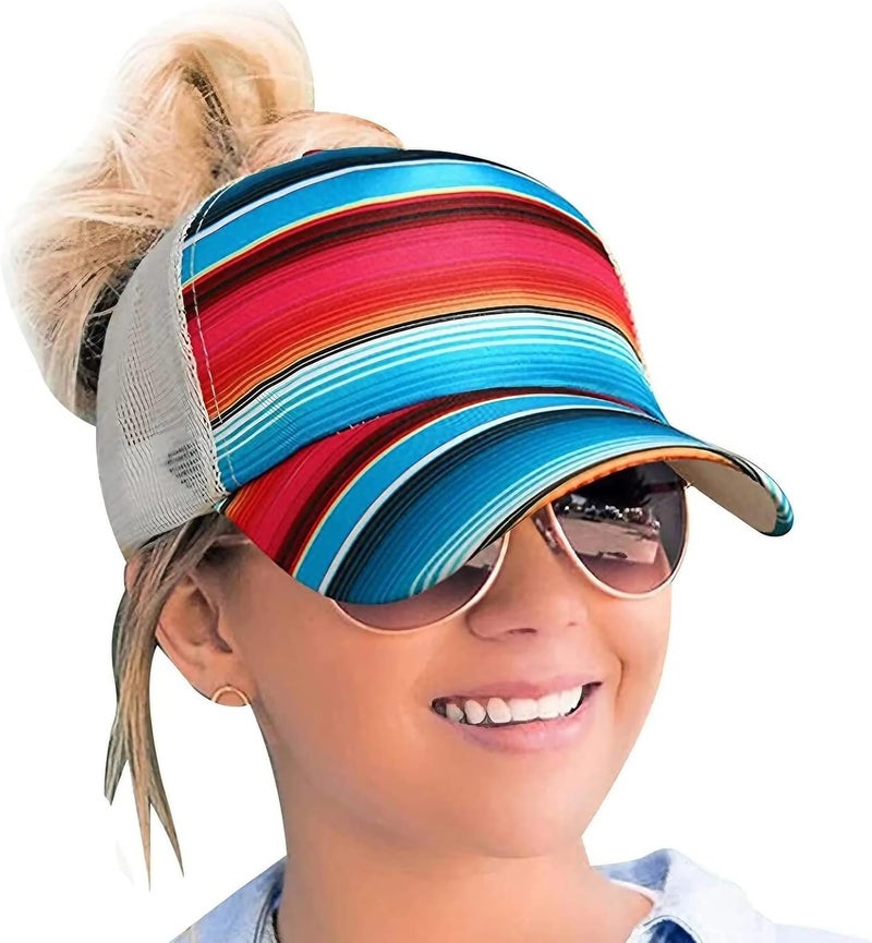 ProMindFun Womens Pony Hat High Ponytail Baseball Cap Girls Messy Bun Caps Camouflage Trucker Bad Hair Day Adjustable Dad Hat - Image 1