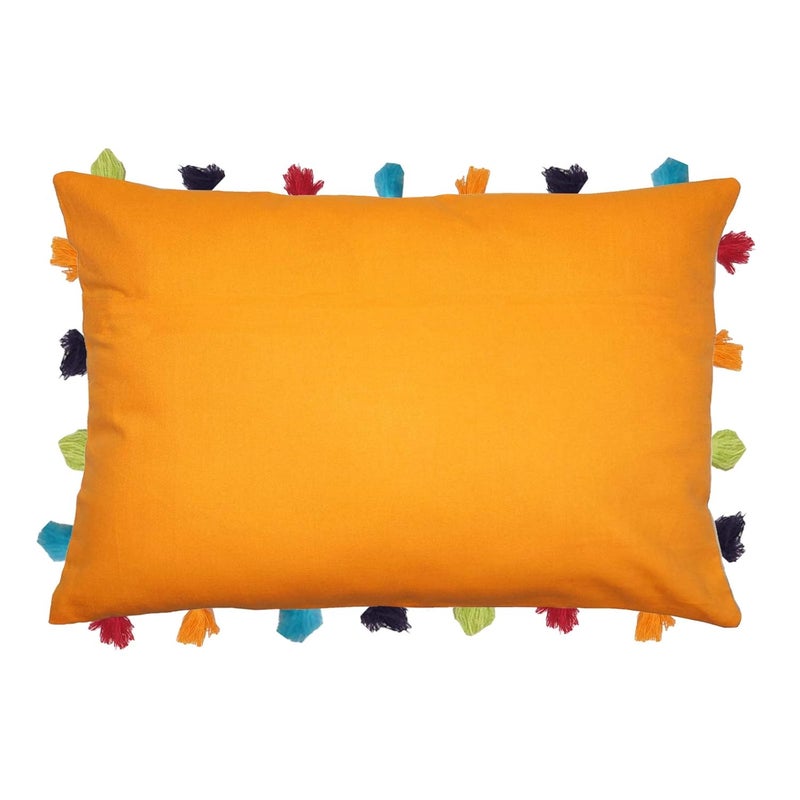 Lushomes Plain Cotton Cushion CoverPillow Cover 14 x 20 Set of 3 Orange - Image 2