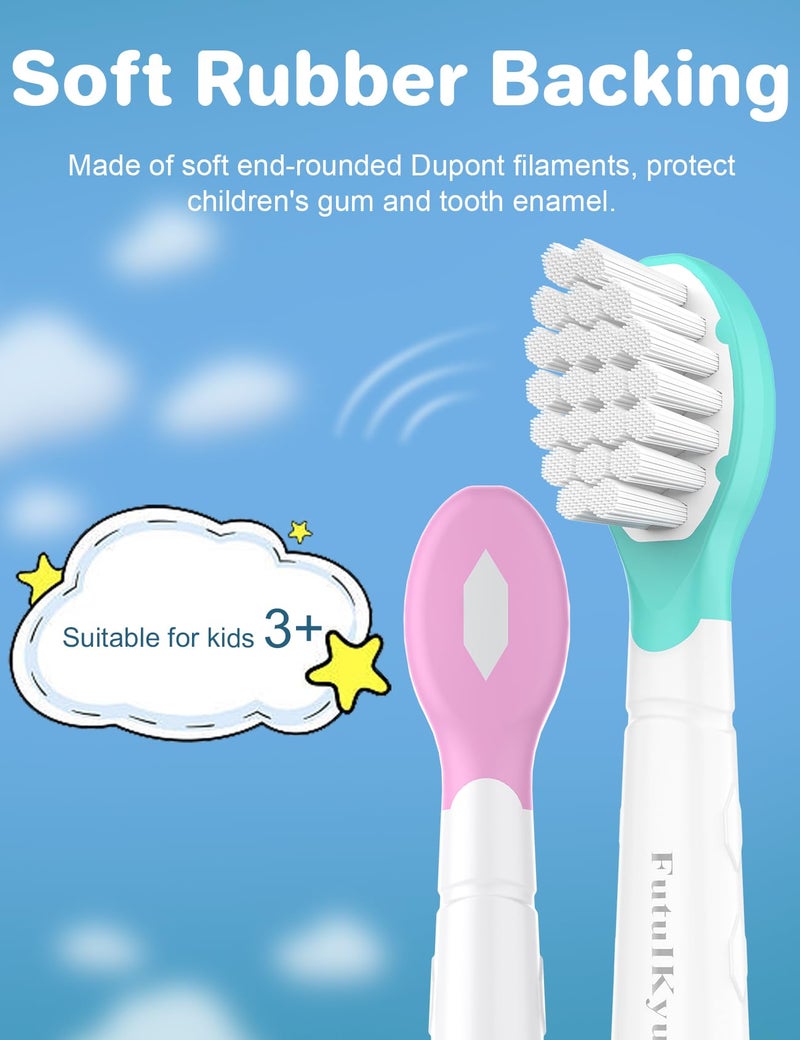 Futulkyus Kids Replacement Heads for Philips Sonicare: 3+ Years Old Children Soft Electric Toothbrush Compact Child Brush Head for Boys Girls, Blue 4 Pack - Image 4