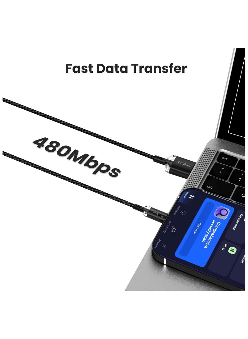 VYVYLABS كابل بيانات شحن سريع من سلسلة Crystal من Vyvylabs USB إلى Type-C 3A 1M أسود - Image 2