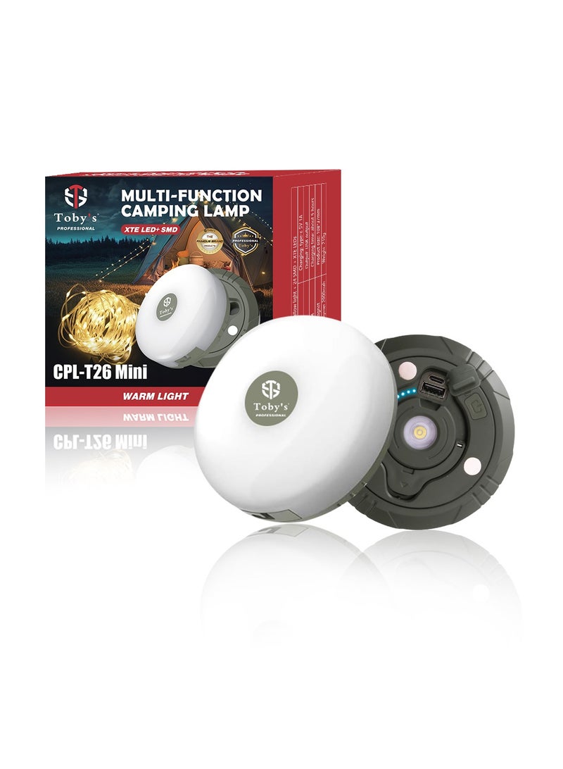 توبيز سلسلة أضواء التخييم من توبي، 10 أمتار، 4 في 1 أضواء خارجية مع 5 أوضاع قابلة للتعديل، أضواء سلسلة LED قابلة لإعادة الشحن، مصباح تخييم محمول IP44، ضوء طوارئ للمشي لمسافات طويلة، خيمة، فناء، ديكور - Image 1