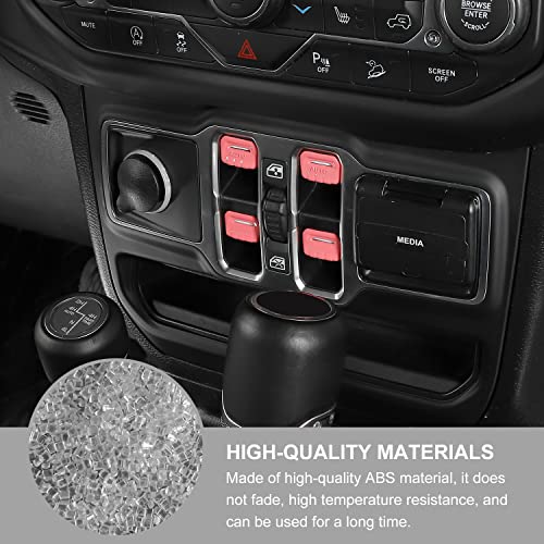 Jimen Compatible with Jeep Wrangler JL JLU 2018-2023 and Jeep Gladiator JT 2020-2023, 4PCS Center Console Window Button Switch Cover Interior Trim Accessories (Pink) - Image 4