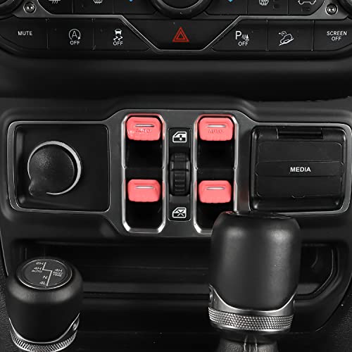 Jimen Compatible with Jeep Wrangler JL JLU 2018-2023 and Jeep Gladiator JT 2020-2023, 4PCS Center Console Window Button Switch Cover Interior Trim Accessories (Pink) - Image 5