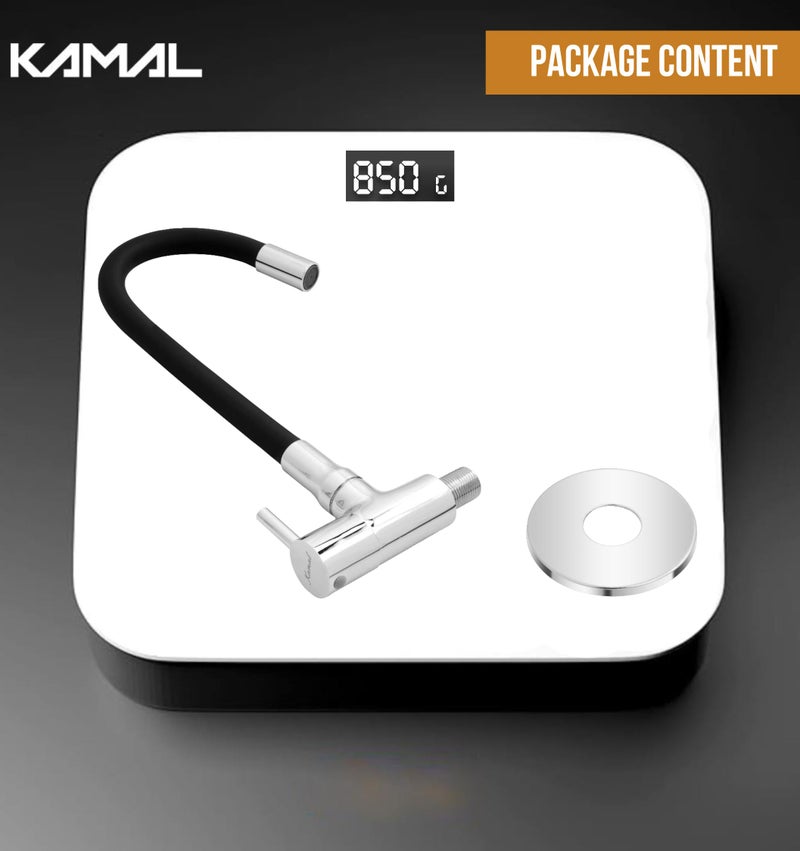 KAMAL Sink Cock FLT, with Onyx Black 360 Degree Fully Flexible Silicon Spout (Cold Water - Wall Mounted) Chrome - Image 5
