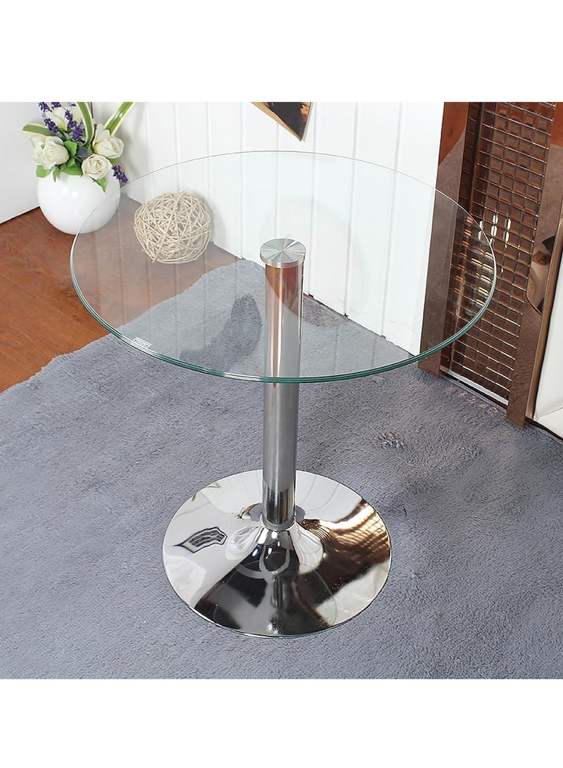 UNIKSAR Round Glass Dining Table – Modern 70x70 cm Table with Tempered Glass Top & Metal Legs – Height 72 cm – Elegant Table for Kitchen, Dining Room, Office or Café - Image 1