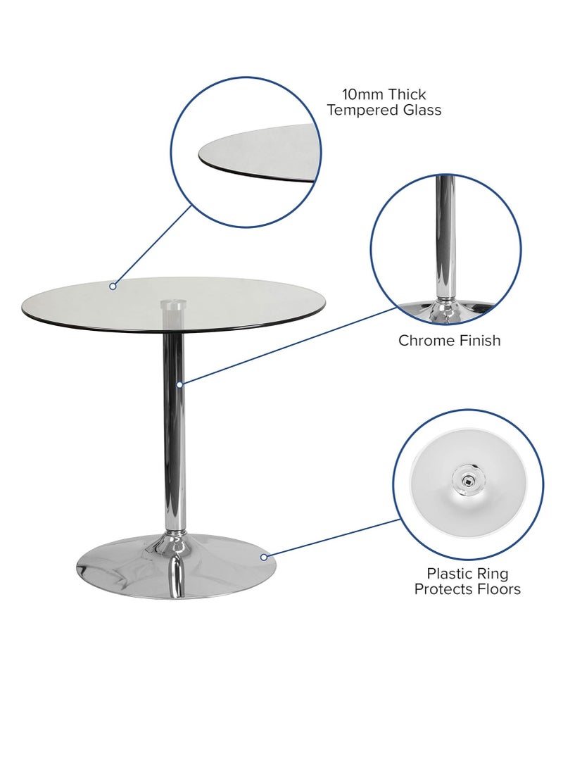 UNIKSAR Round Glass Dining Table – Modern 70x70 cm Table with Tempered Glass Top & Metal Legs – Height 72 cm – Elegant Table for Kitchen, Dining Room, Office or Café - Image 3