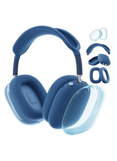 Anmi 4 in-1 Clear Silicone Case Cover for AirPods Max Blue  - Image 1