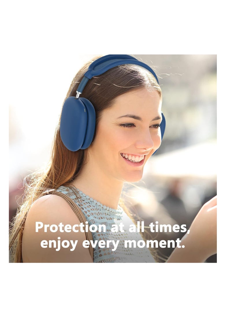 Anmi - 4 in-1 Clear Silicone Case Cover for AirPods Max Blue - Image 1