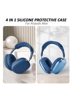 Anmi 4 in-1 Clear Silicone Case Cover for AirPods Max Blue  - Image 2