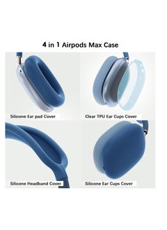 Anmi 4 in-1 Clear Silicone Case Cover for AirPods Max Blue  - Image 3