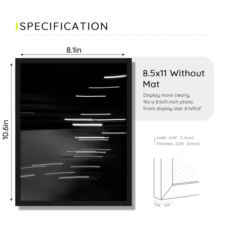 Picrit 8.5 by 11 Picture Frame Set of 12, Wall Gallery Photo Frames 8.5x11 without Mat, Multi Photo Display for Home Decor, Black - Image 3
