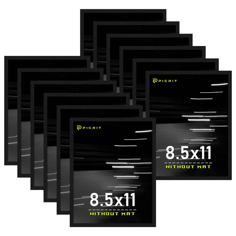 Picrit 8.5 by 11 Picture Frame Set of 12, Wall Gallery Photo Frames 8.5x11 without Mat, Multi Photo Display for Home Decor, Black - Image 1