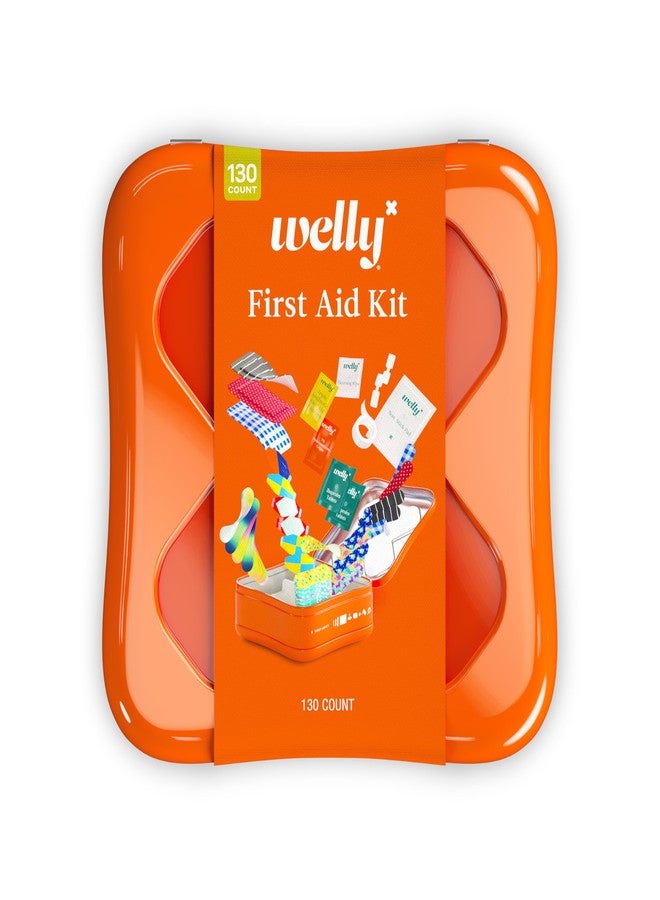 Welly First Aid Kit - Adhesive Flexible Fabric and Waterproof Bandages, Tape and Non-Stick Pads, Butterfly Strips, Single Use Ointments Triple Antibiotic and Hydrocortisone, and Ibuprofen - 130 Count - Image 1