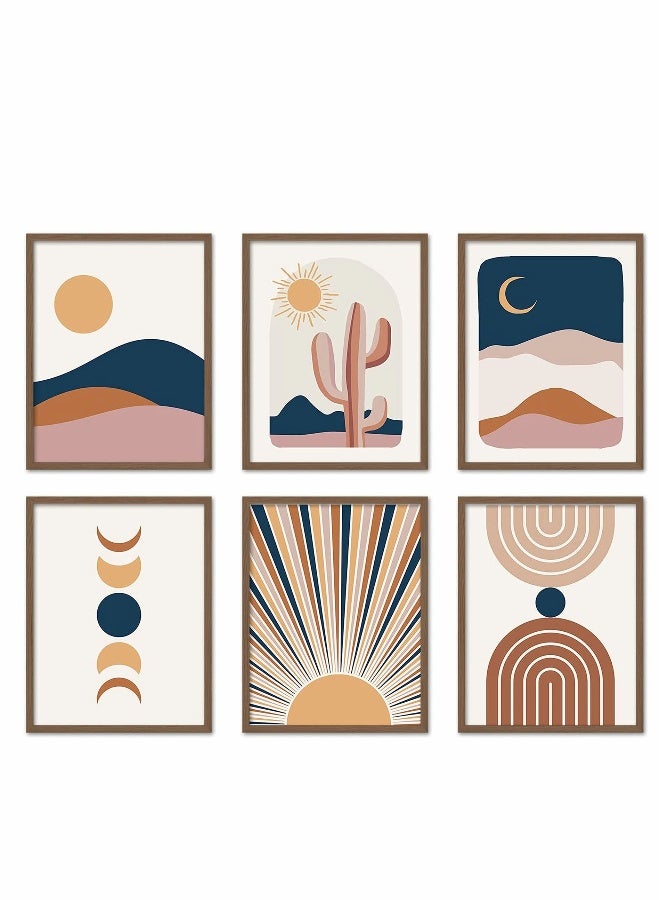 Wall Art Decor Boho Abstract Minimalist Wall Art Posters Mid Century Modern Prints Sun Moon Desert Bedroom Decor Nature Landscape Painting Canvas No Frame (8x10", 6 Pcs) - Image 1