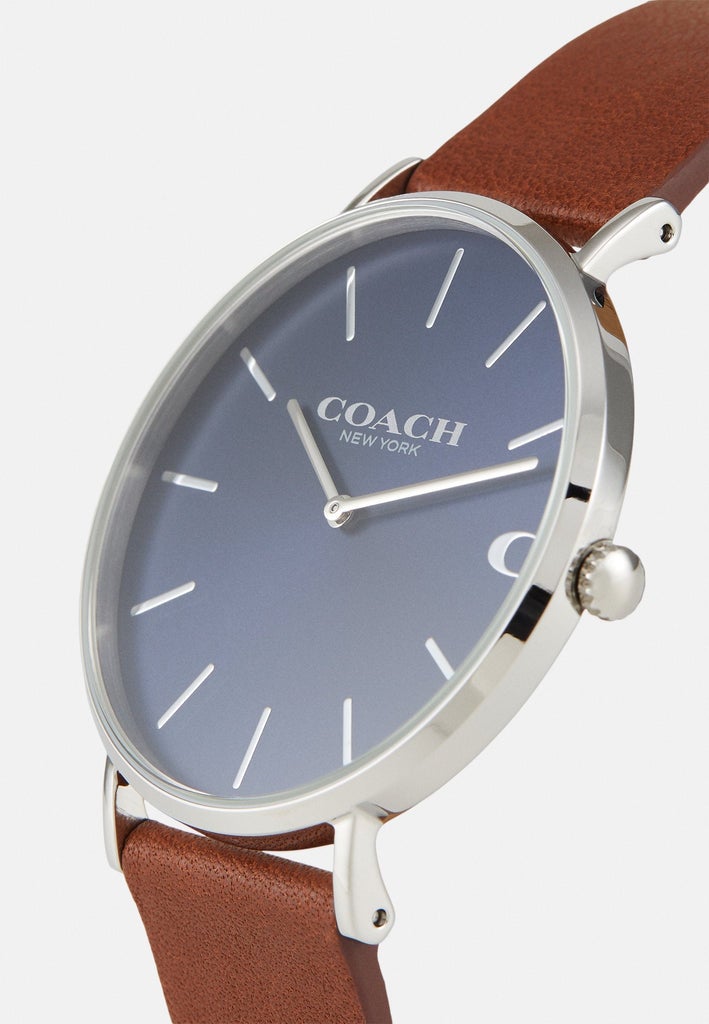 COACH Charles Blue Dial Brown Leather Strap Watch for Men - 14602151 - Image 2