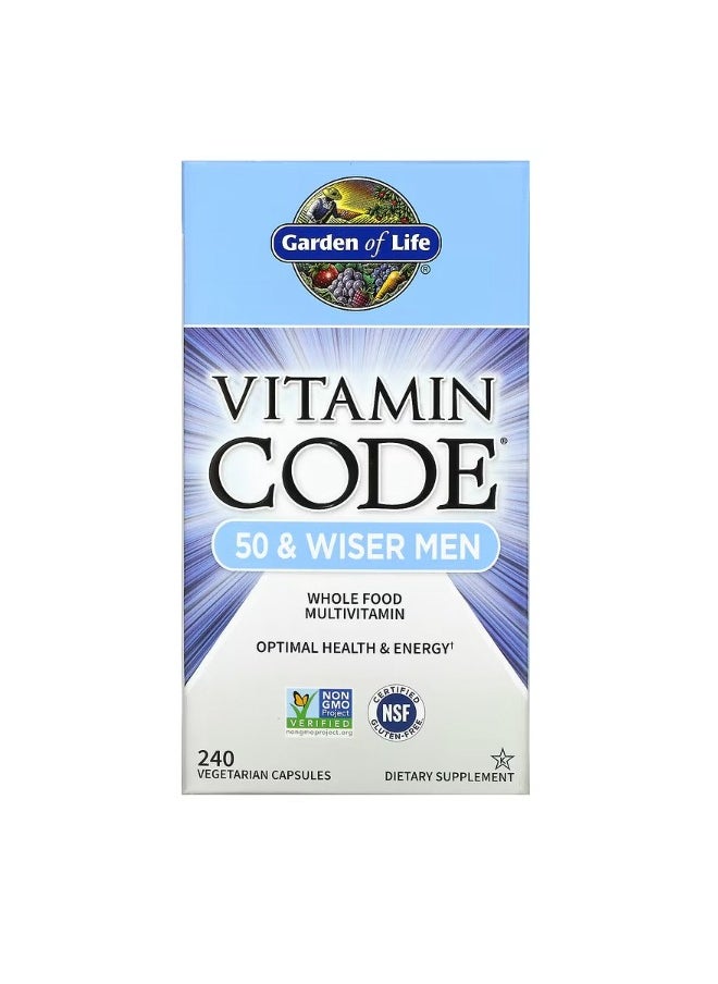 Garden of Life - Vitamin Code 50  Wiser Men Whole Food Multivitamin 240 Vegetarian Capsules - Image 1