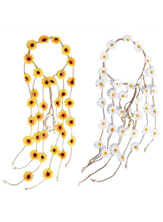 زيميمارك 2 قطعة عصابة رأس بوهيمية محاكاة عباد الشمس ديزي رباط شعر تاج زهري إكسسوارات الشعر للنساء حفلة تنكرية زي - Image 1