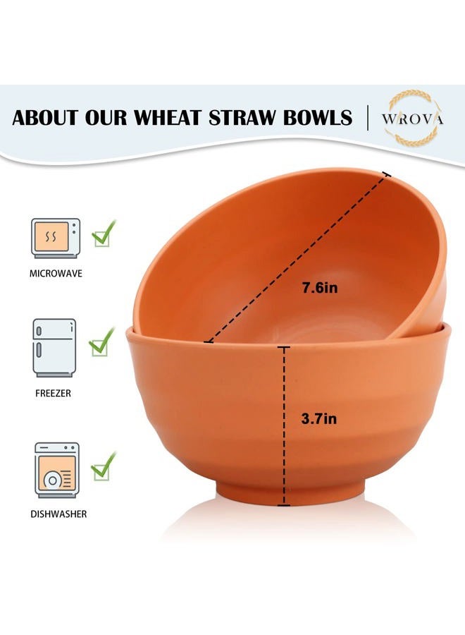 Wrova Wheat Straw Bowls Set 60 OZ Unbreakable Large Cereal Bowls Set of 6 Microwave and Dishwasher Safe Bowls Big Bowls for Eating BPA Free Eco Friendly Soup Bowl for Serving Oatmeal and Salad Etc… - Image 2