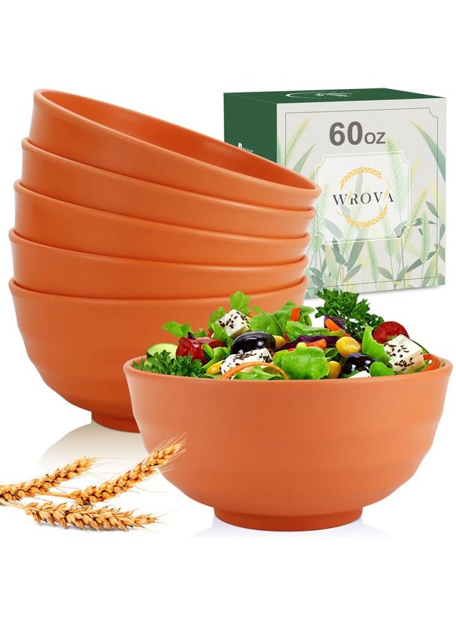 Wrova Wheat Straw Bowls Set 60 OZ Unbreakable Large Cereal Bowls Set of 6 Microwave and Dishwasher Safe Bowls Big Bowls for Eating BPA Free Eco Friendly Soup Bowl for Serving Oatmeal and Salad Etc… - Image 1