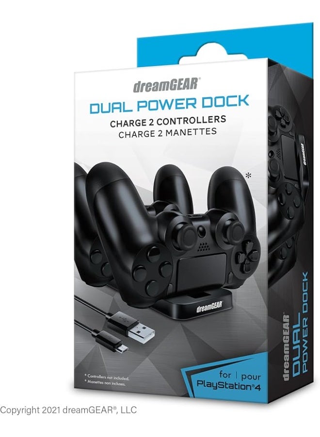 dreamGear PS4 Dual Power Dock Charge 2 Controllers - Black - Image 1