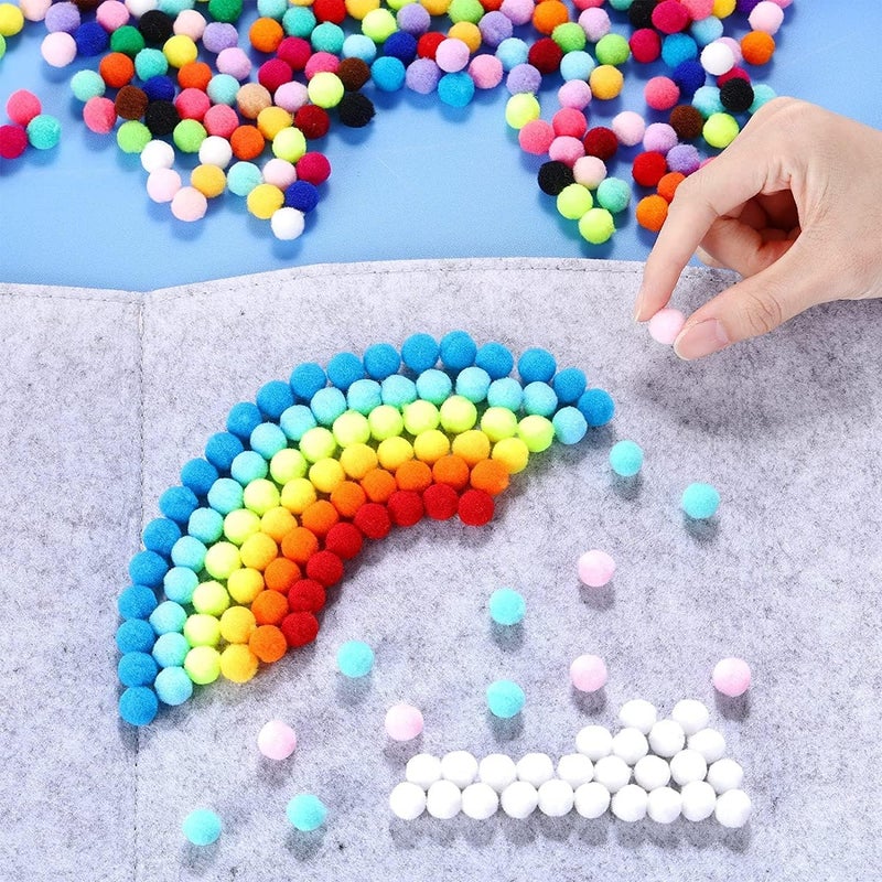KRYTONE �1CM Assorted Pom Poms, Craft Pom Pom Balls, Colorful Pompoms for DIY Creative Crafts Decorations, Kids Craft Project (500PCS) - Image 5