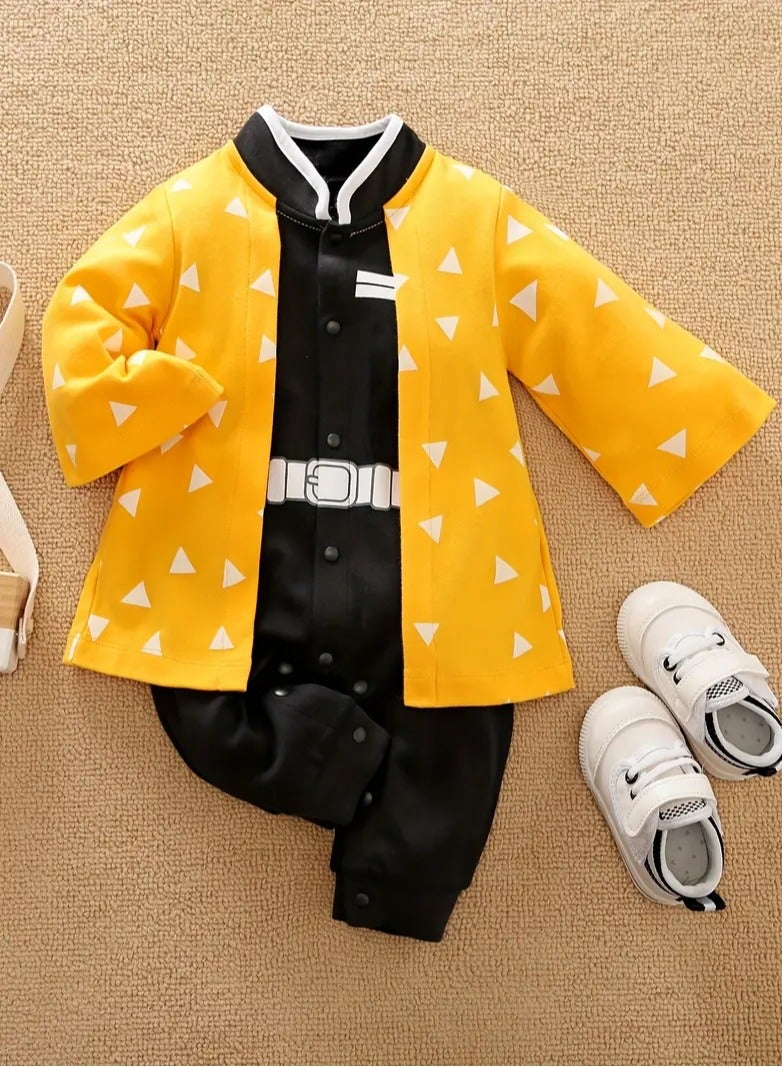 AROAQ Anime Cape Style Long Sleeve Cotton Bodysuit Cute Baby's Romper For Outdoor Wear - Image 1