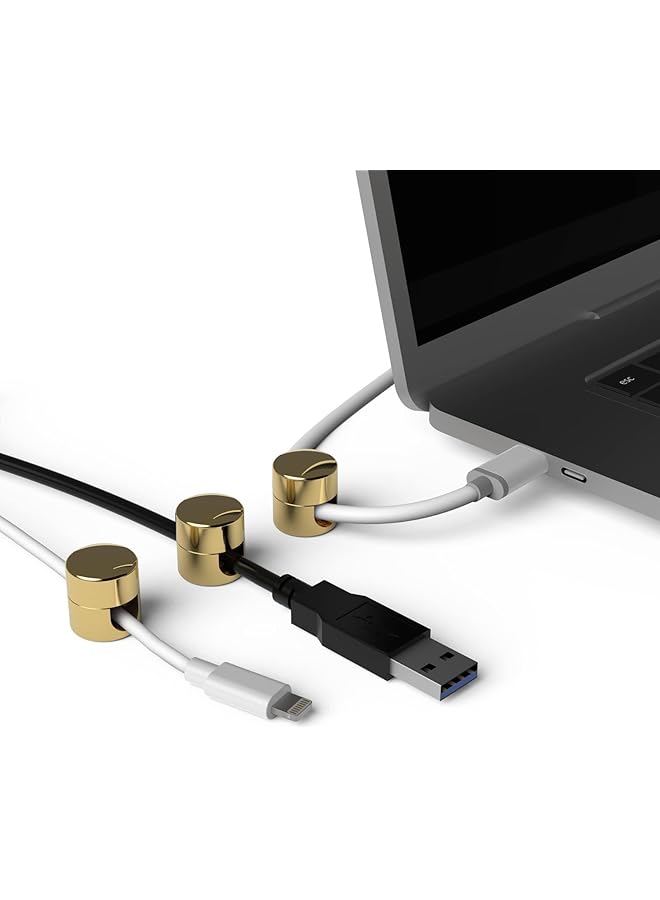 إيروريكس 3 قطع من مثبتات الكابلات لتنظيم المكتب، منظم كابلات من الألومنيوم الفاخر، مشابك إدارة كابلات الشاحن للمنزل والمكتب وطاولة بجانب السرير والسيارة والمكتب باللون الذهبي - Image 4