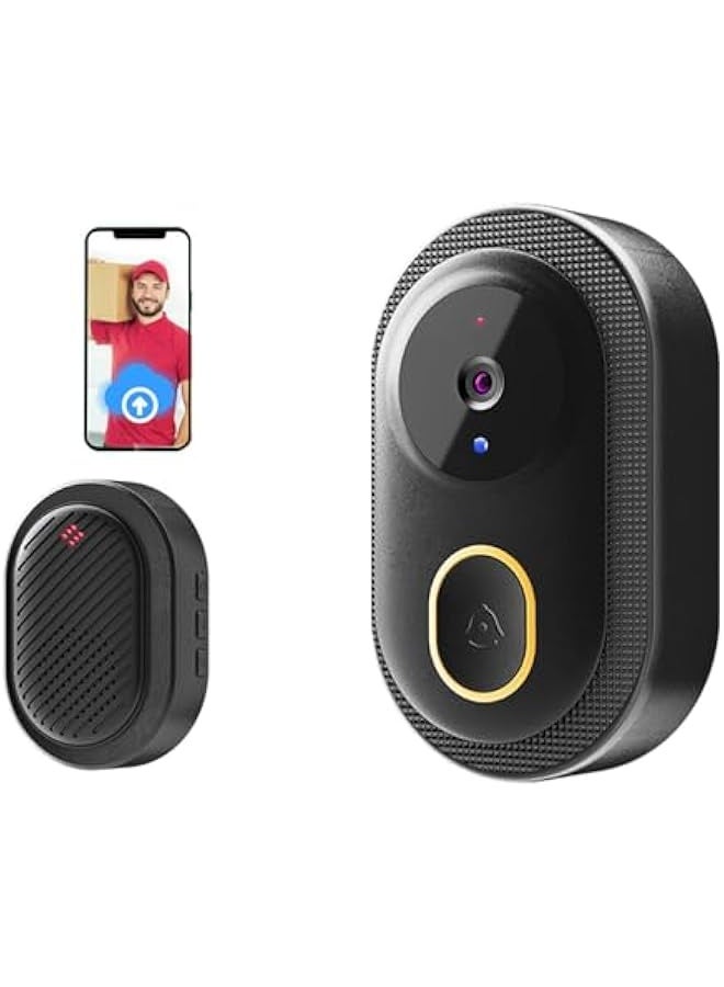 2024 Smart Doorbell with 75° Viewing Angle Smart Wireless Remote Video Doorbell Intelligent Visual Doorbell Two Way Audio Home HD Night Vision WiFi Door Doorbell (Black) - Image 1