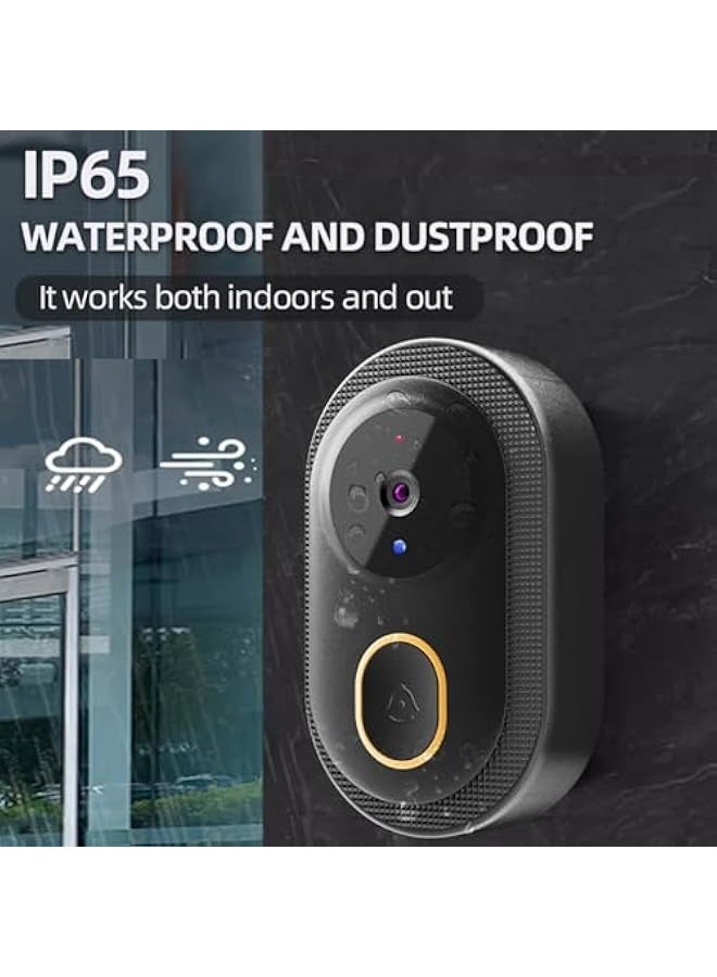 2024 Smart Doorbell with 75° Viewing Angle Smart Wireless Remote Video Doorbell Intelligent Visual Doorbell Two Way Audio Home HD Night Vision WiFi Door Doorbell (Black) - Image 5